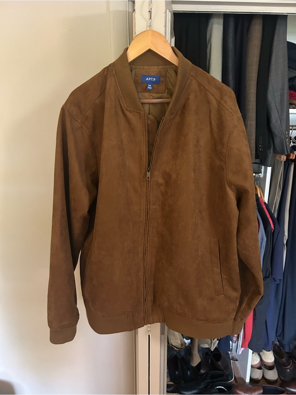 Apt. 9 Caramel Faux Suede Bomber Jacket